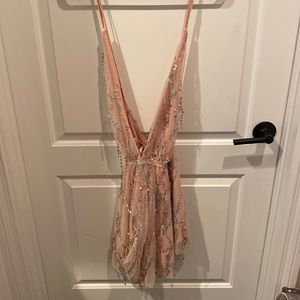 Formal Dress Sequins Pink Nude Color